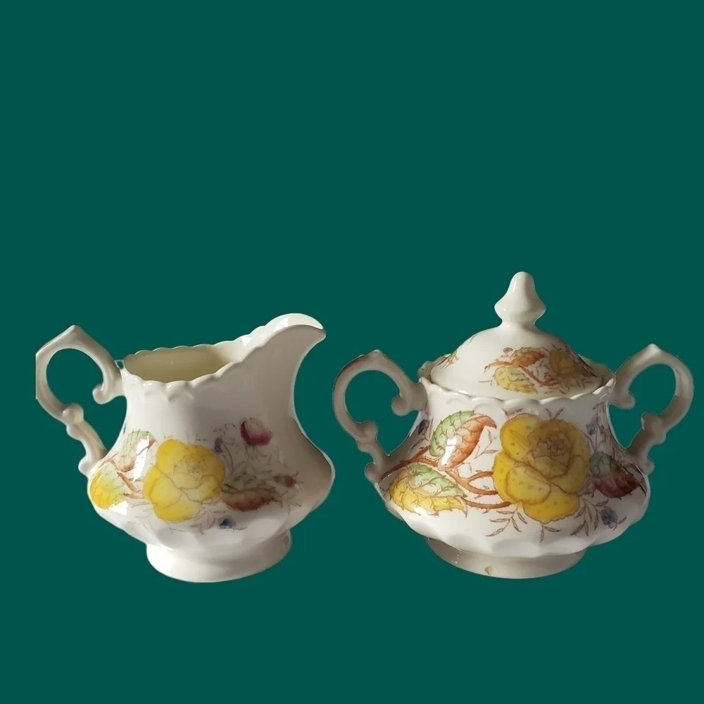 Vernon Rose creamer & sugar set